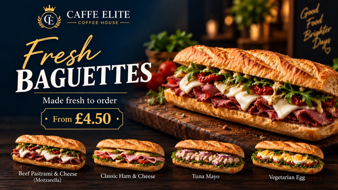 Fresh baguettes at Caffe Elite